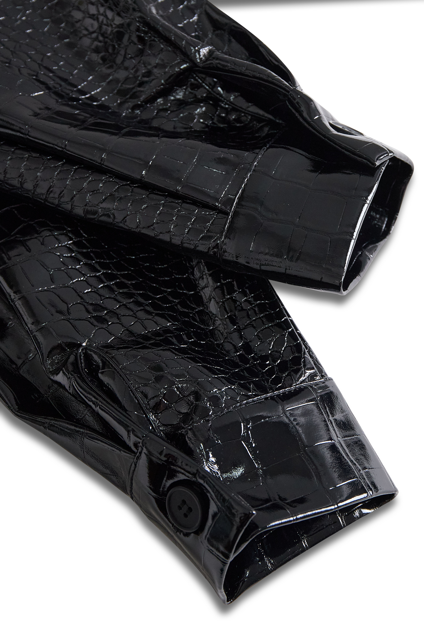 Sijajna črna majica z reliefnim krokodilskim vzorcem 