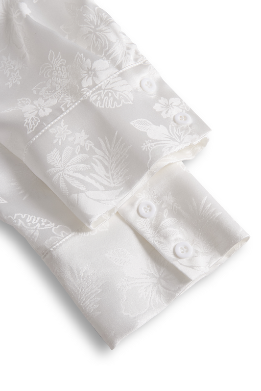 Elegantna srajca iz slonokoščenega satenastega žakarda 