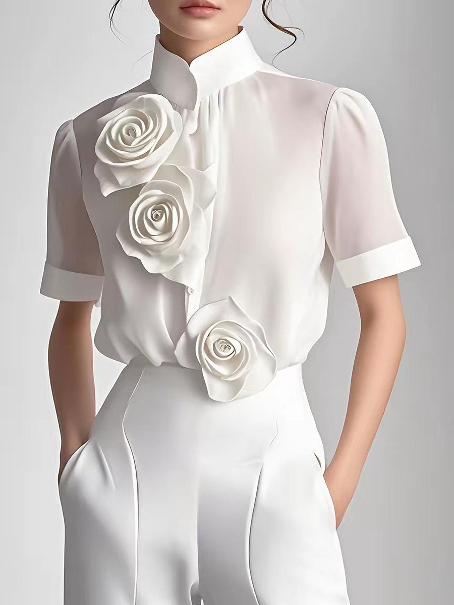 Elegantna cvetlična bluza s cvetličnim vzorcem 