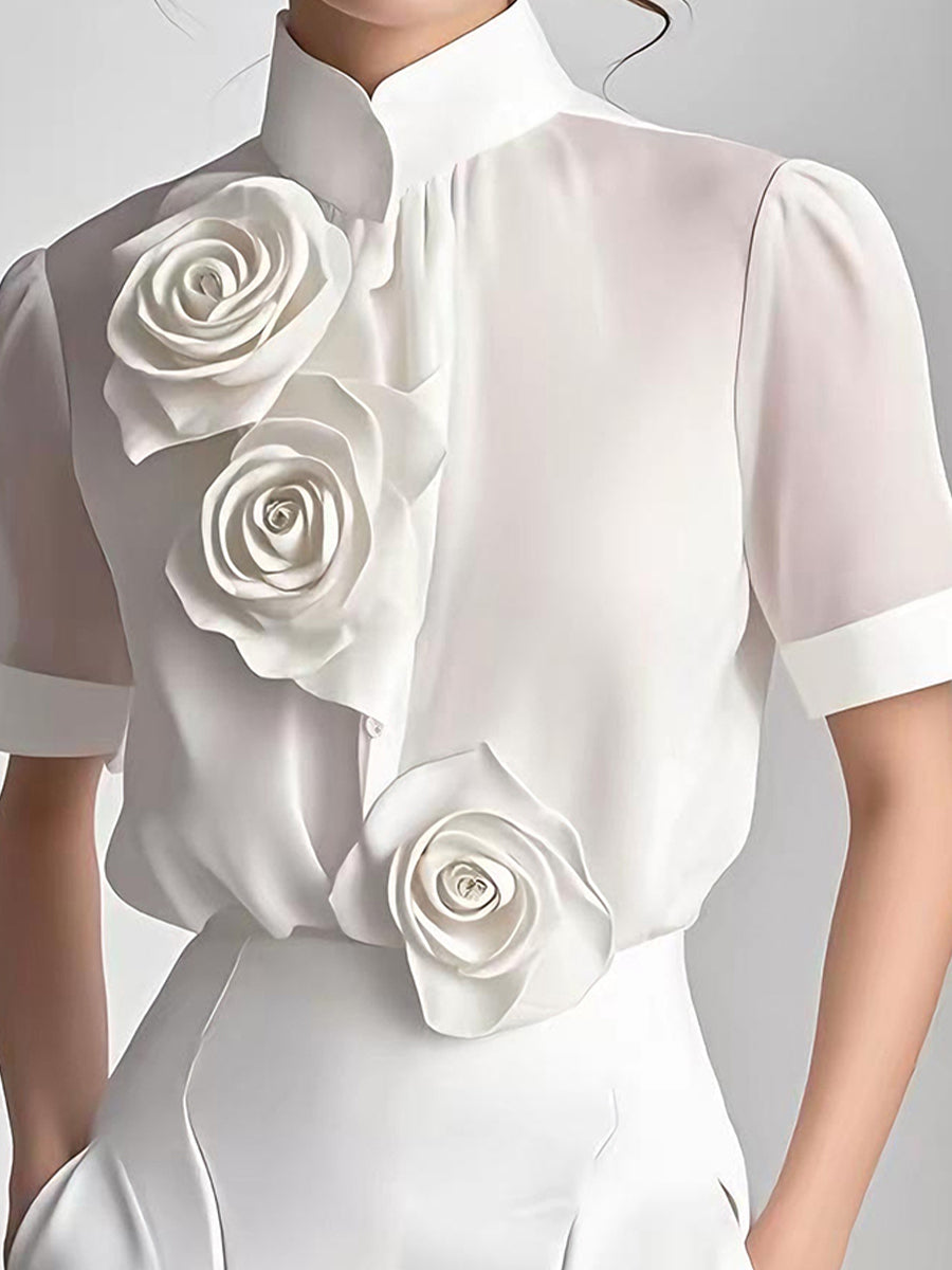 Elegantna cvetlična bluza s cvetličnim vzorcem 