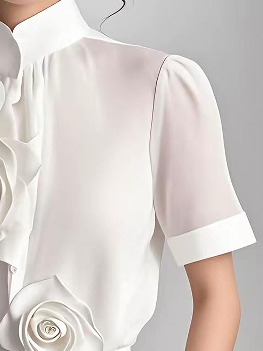 Elegantna cvetlična bluza s cvetličnim vzorcem 