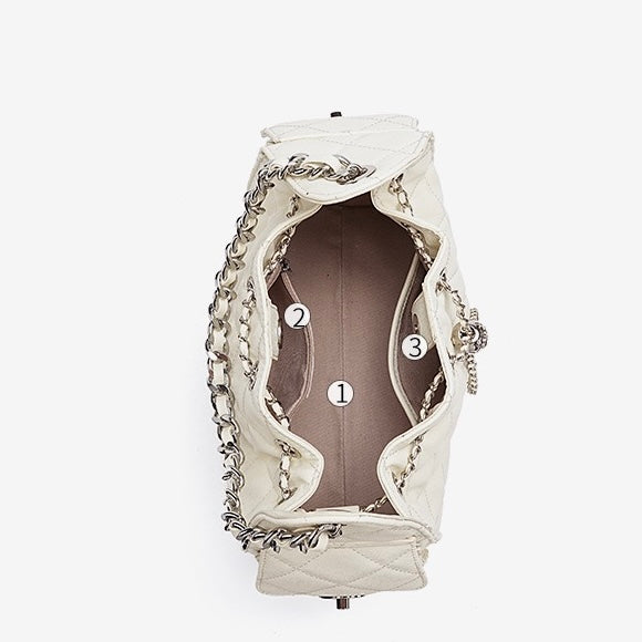 Torba na ramo z velikim žepom iz pravega usnja in vzorcem kaviarja