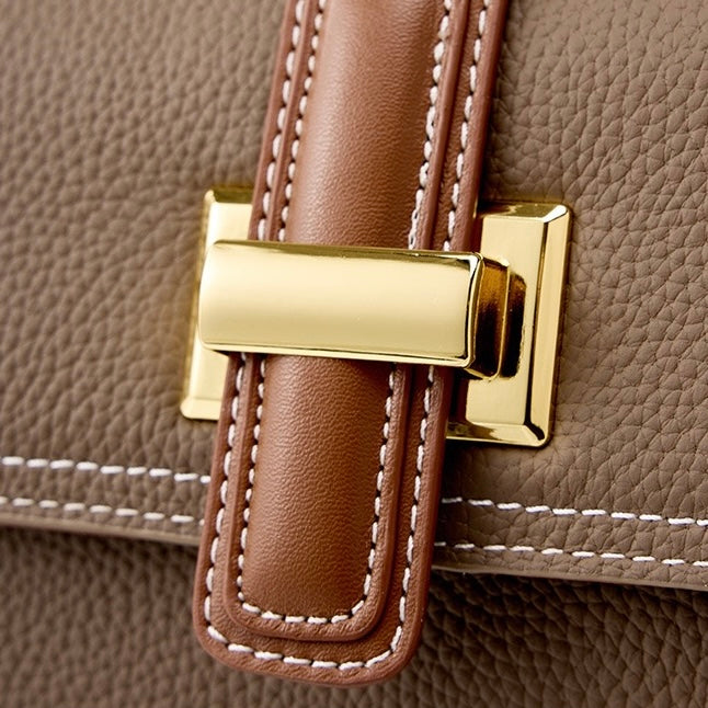 Ženska luksuzna minimalistična usnjena strukturirana torba čez telo z zgornjim ročajem