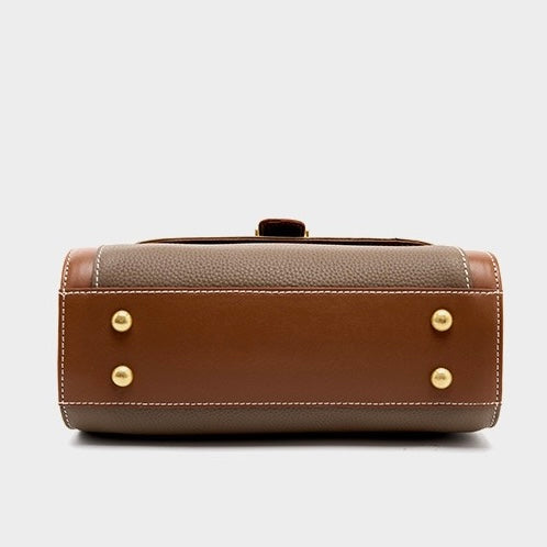 Ženska luksuzna minimalistična usnjena strukturirana torba čez telo z zgornjim ročajem