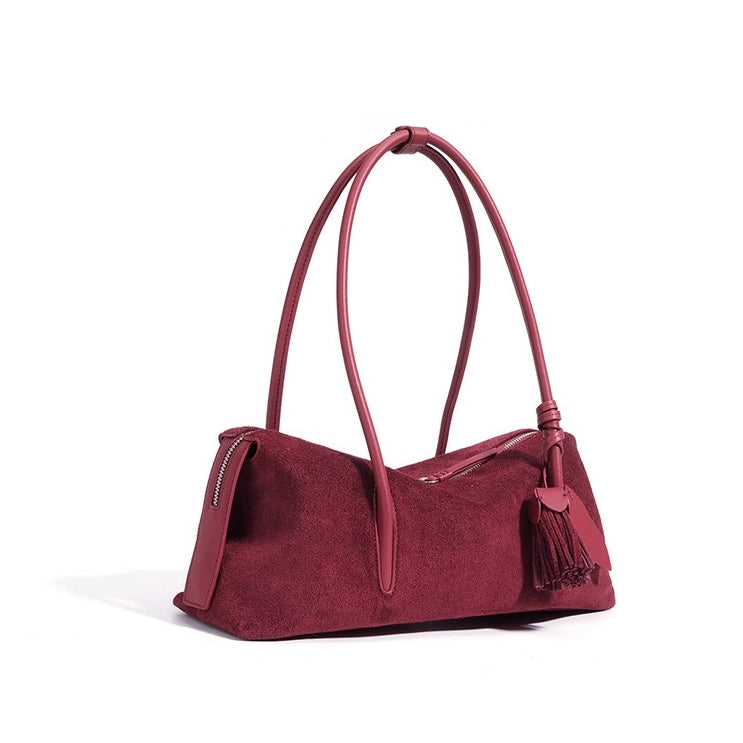 Torba za čez ramo z resicami iz matiranega pravega usnja