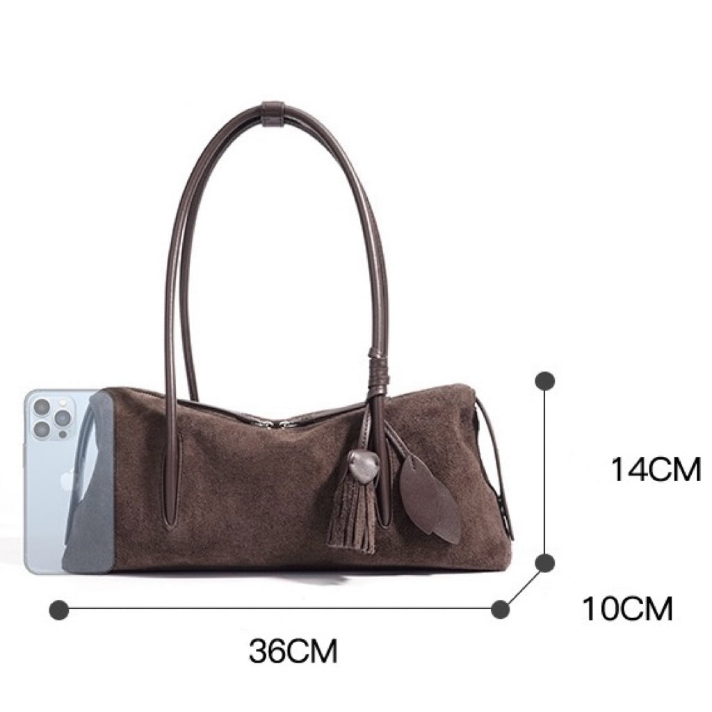 Torba za čez ramo z resicami iz matiranega pravega usnja