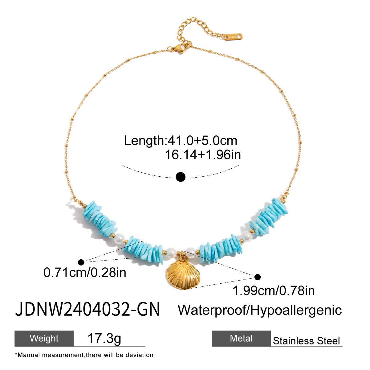 Ogrlica z obeskom iz mint zelenih školjk in biserov