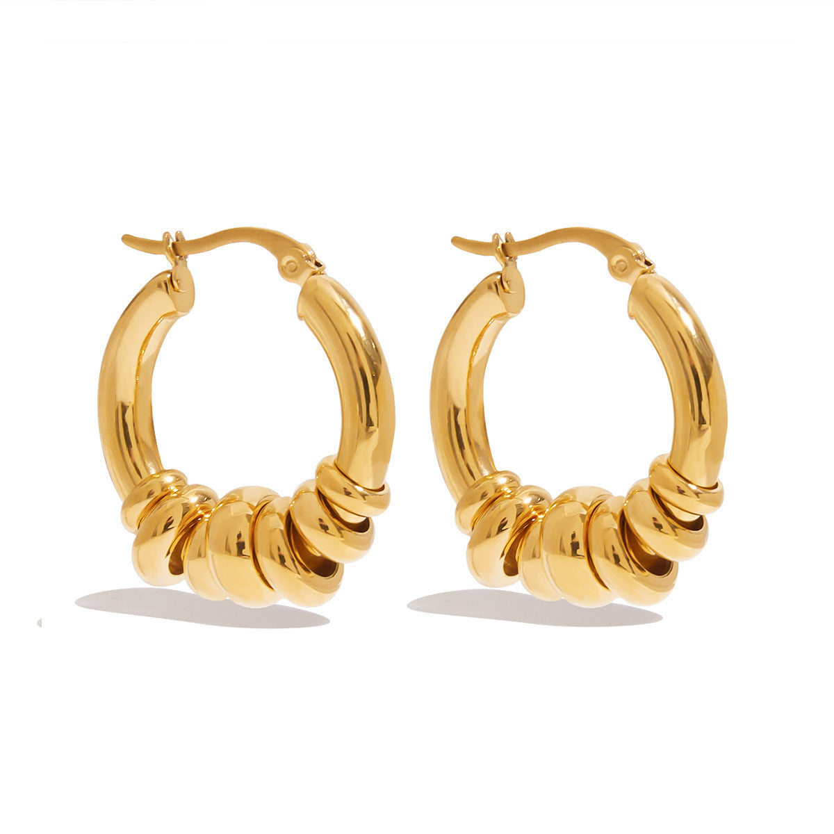 Geometrični prepleteni prstani uhani